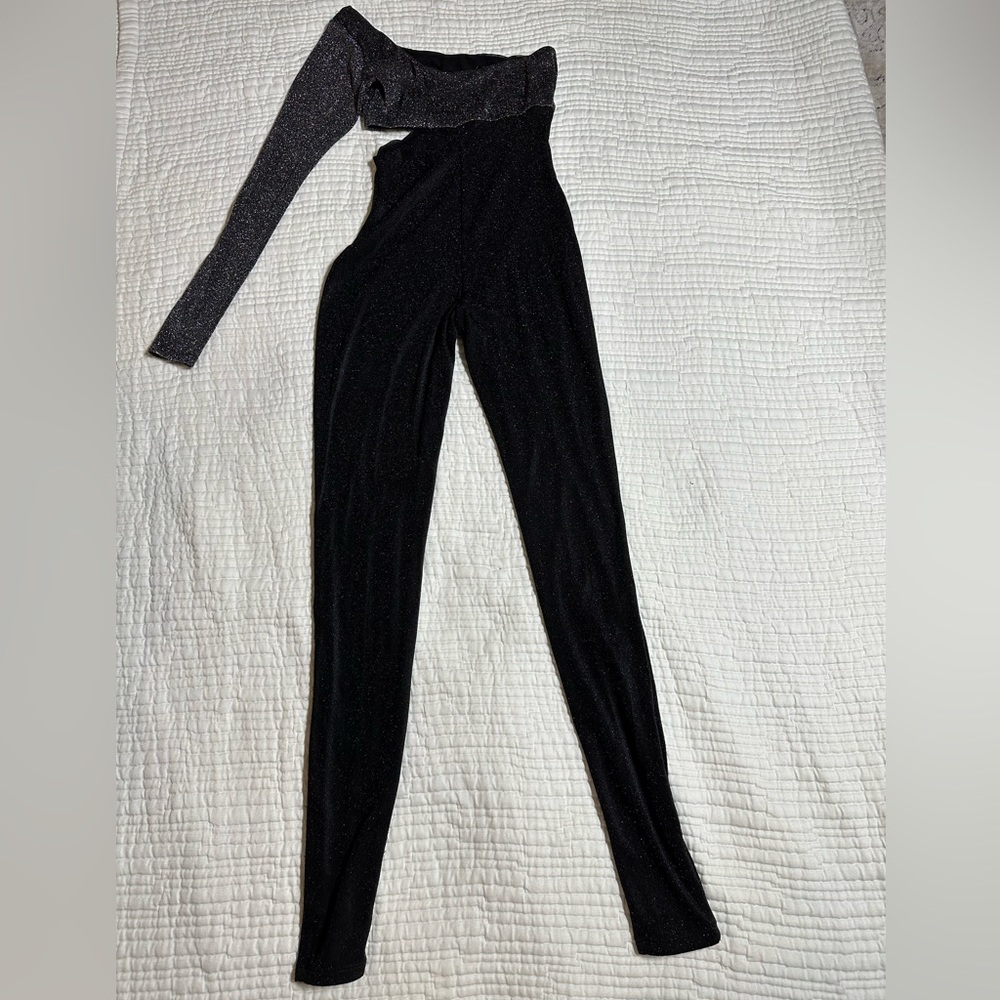 Naked Wardrobe One-Shoulder Cutout Jumpsuit